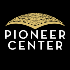 The Pioneer Center Logo, comprised of the Pioneer center Dome in gold and white text